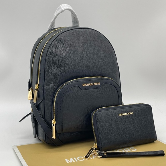 Michael Kors Medium Jaycee Backpack & MF Phone Case Wallet Black - Picture 1 of 11